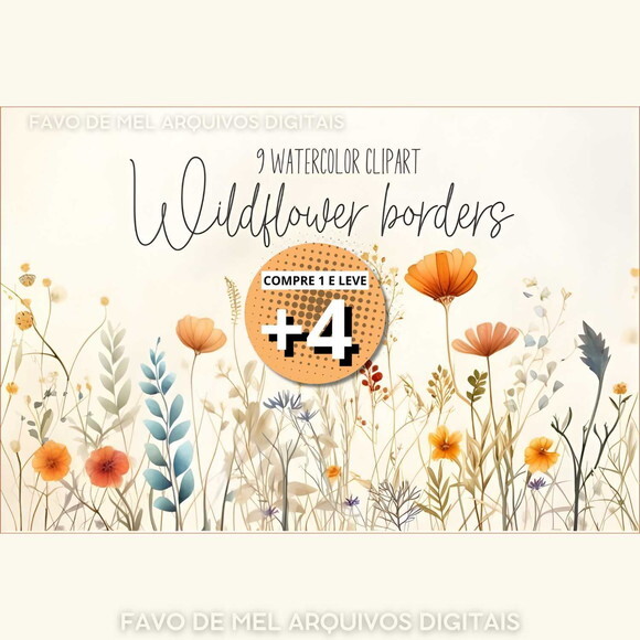Kit Digital Flores do Campo Aquarela #15 (pague 1 Leve 5)