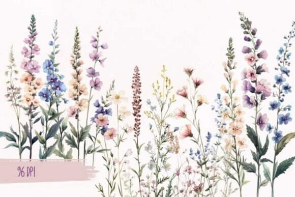 Kit Digital Flores do Campo Aquarela #17 Arranjo Floral Png