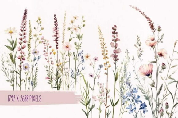 Kit Digital Flores do Campo Aquarela #17 Arranjo Floral Png