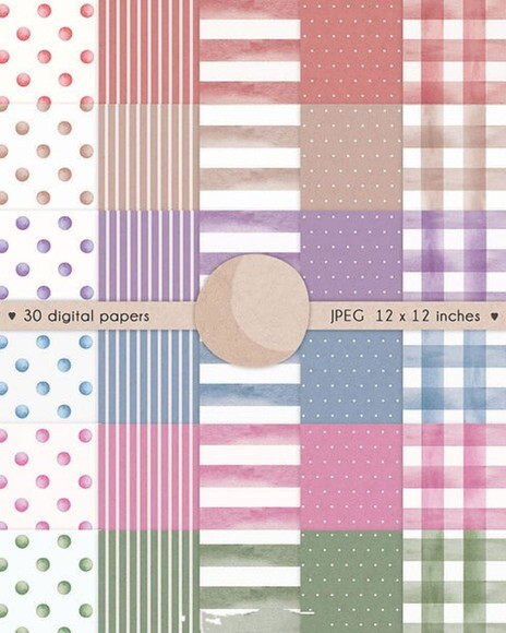 Kit Digital Flores e Folhas Aquarela - Flowers And Leaves