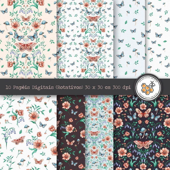 Kit Digital Florescer - Flores e Borboletas