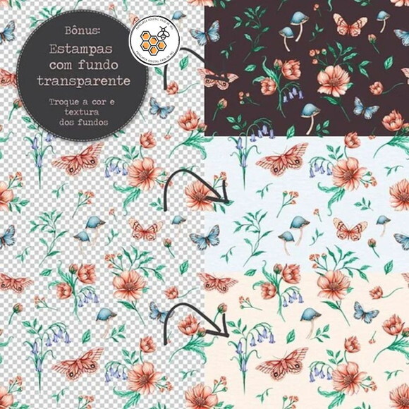 Kit Digital Florescer - Flores e Borboletas