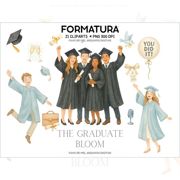 Kit Digital Formatura 2025 Aquarela #4 Png Premium