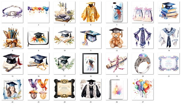 Kit Digital Formatura Aquarela Png (pague 1 Leve +4) #3