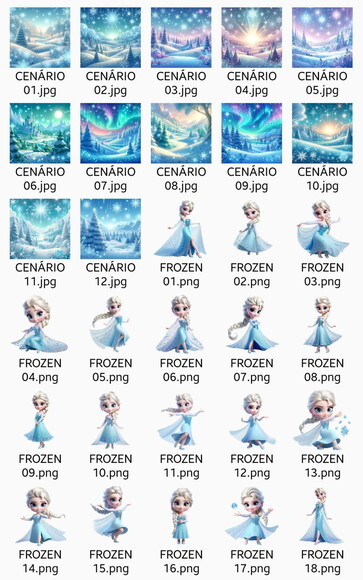 Kit Digital Frozen #8 Png com Cenários (pague 1 Leve +4)