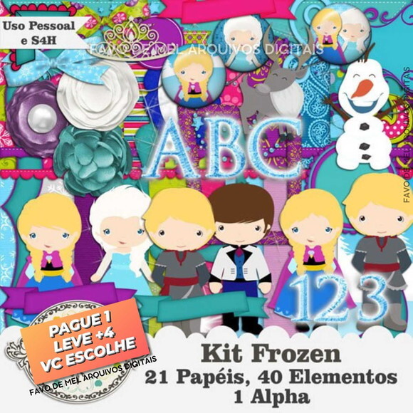 Kit Digital Frozen Scrapbook #1 Png (pague 1 Leve +4)