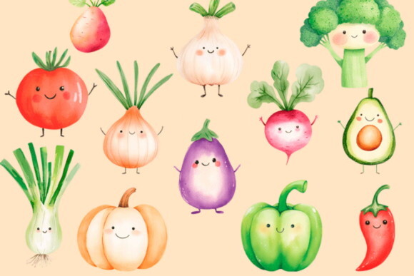 Kit Digital Frutas e Vegetais Aquarela Png (pague 1 Leve +4)