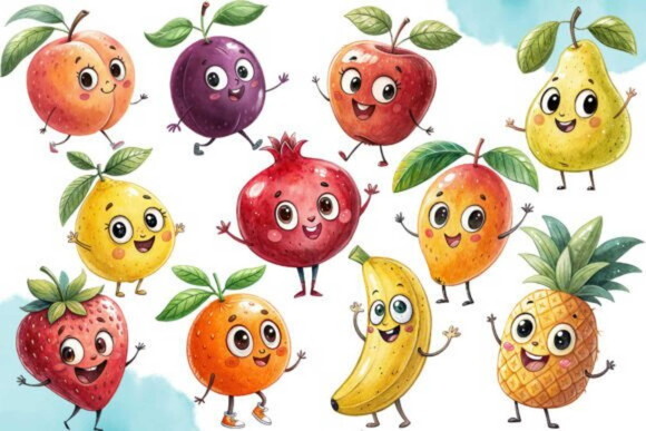 Kit Digital Frutas e Vegetais Aquarela #3 (pague 1 Leve +4)