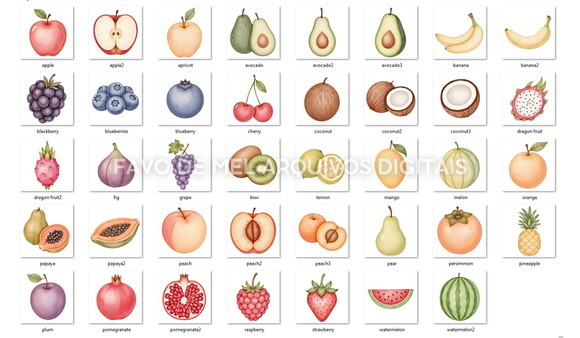 Kit Digital Frutas Frutinhas Aquarela #4 Png Premium