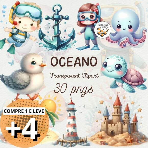 Kit Digital Fundo do Mar #32 Oceano - Nautical (ddm)