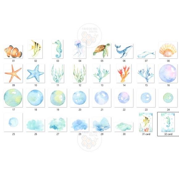 Kit Digital Fundo do Mar 19 - Under The Sea (es)