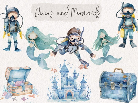 Kit Digital Fundo do Mar 22 - Underwater World Aquarela (kd)