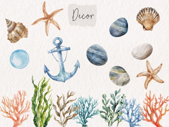 Kit Digital Fundo do Mar 22 - Underwater World Aquarela (kd)