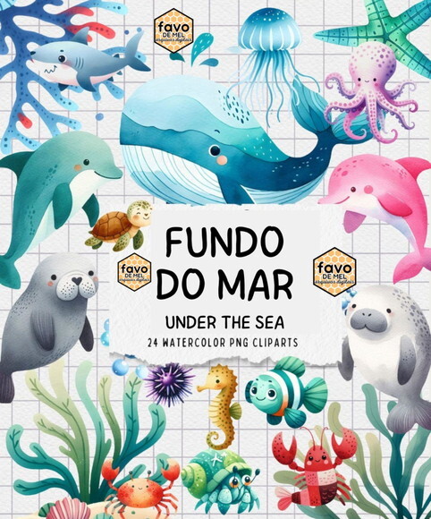 Kit Digital Fundo do Mar 25 - Under The Sea Aquarela (kds)
