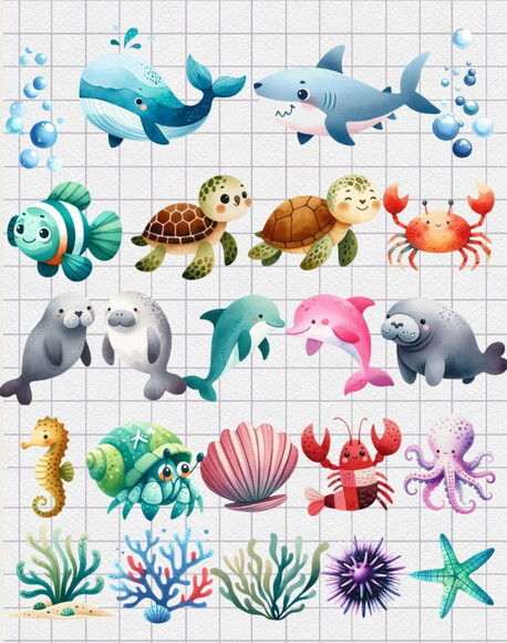 Kit Digital Fundo do Mar 25 - Under The Sea Aquarela (kds)