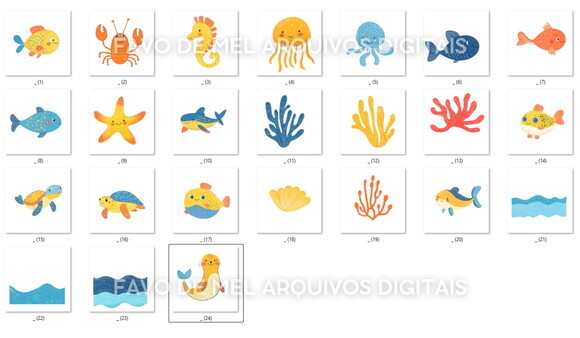 Kit Digital Fundo do Mar Azul #40 Png