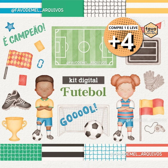Kit Digital Futebol Aquarela