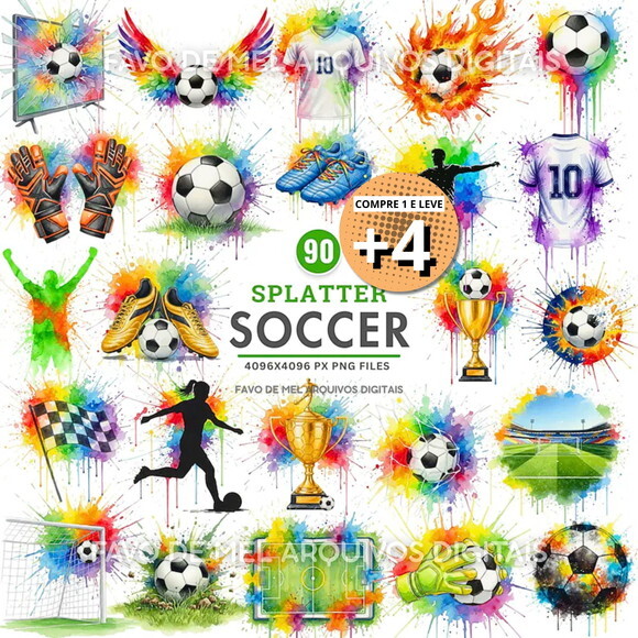 Kit Digital Futebol Aquarela Png #3