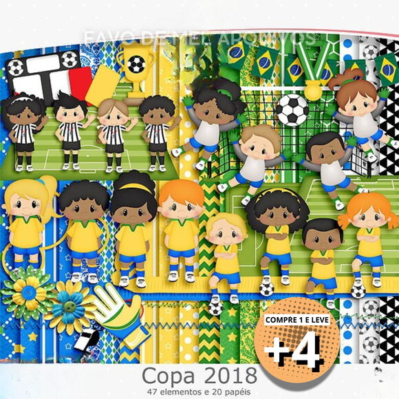 Kit Digital Futebol Copa do Mundo Scrapbook