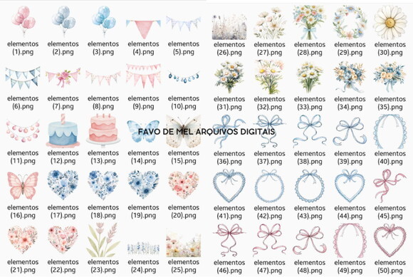 Kit Digital Ganso Aniversário Azul e Rosa Aquarela Png #4