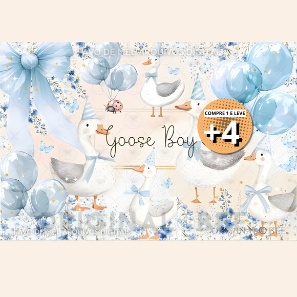 Kit Digital Ganso Azul Aquarela #25
