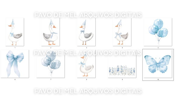 Kit Digital Ganso Azul Aquarela #25