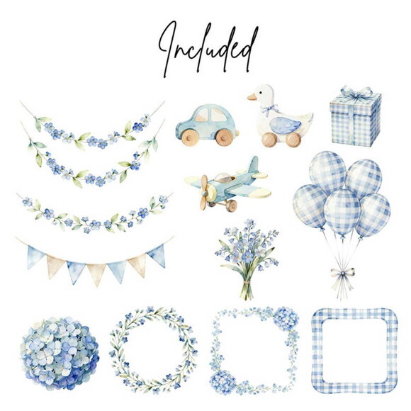 Kit Digital Ganso Azul Aquarela Png #27