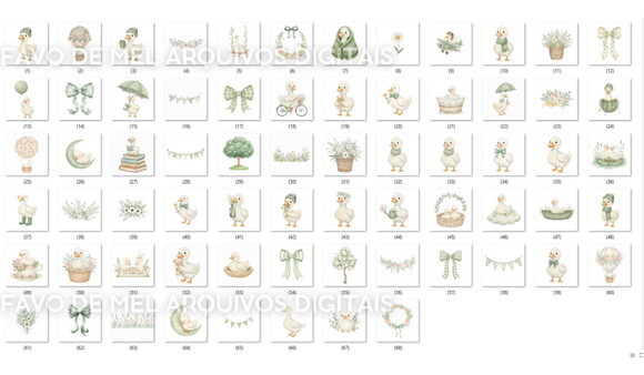 Kit Digital Ganso Verde Aquarela Png #14 (pague 1 Leve 5)