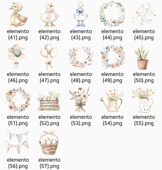 Kit Digital Gansos e Patinhos Aquarela #11 Png Premium