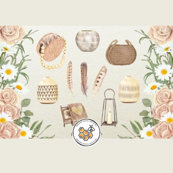 Kit Digital Girassol - Bloom & Vintage Aquarela