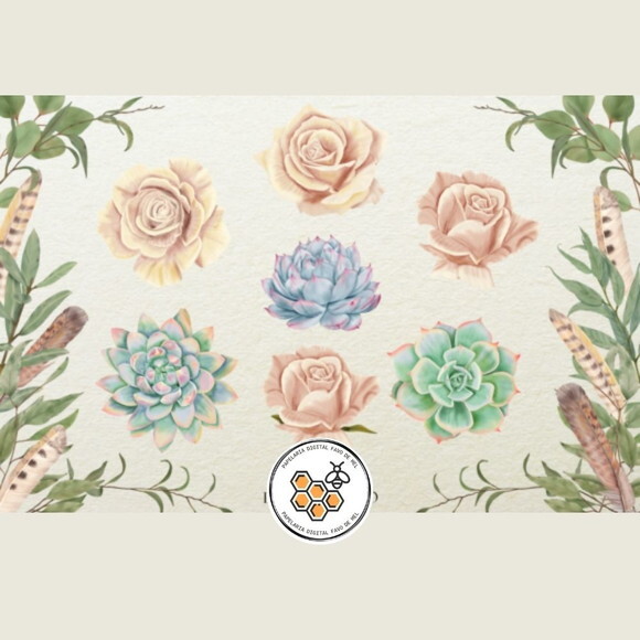 Kit Digital Girassol - Bloom & Vintage Aquarela