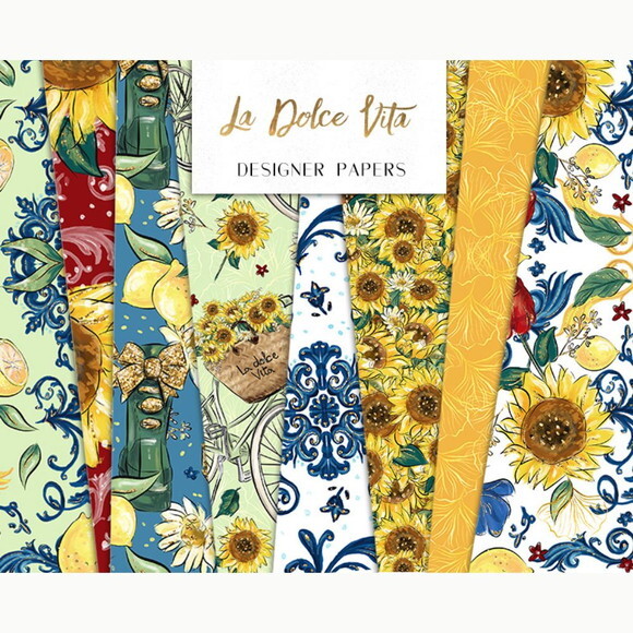 Kit Digital Girassol Aquarela Premium - La Dolce Vita