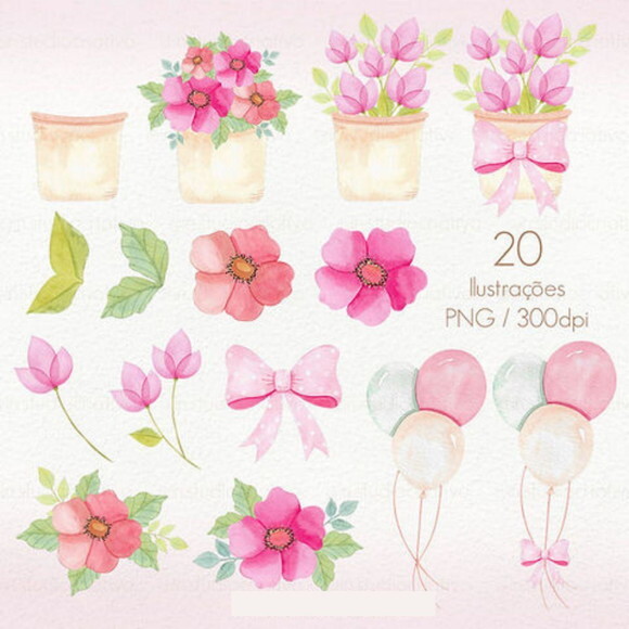 Kit Digital Gratidão - Floral Aquarela