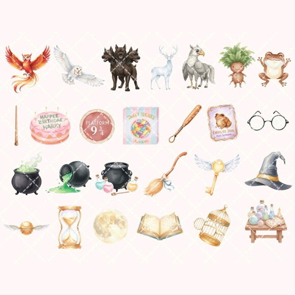 Kit Digital Harry Potter Aquarela Premium Png