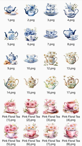 Kit Digital Hora do Chá Vintage Aquarela - Combo 12 Kits