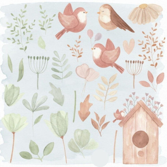 Kit Digital Jardim Aquarela - Elementos e Papéis