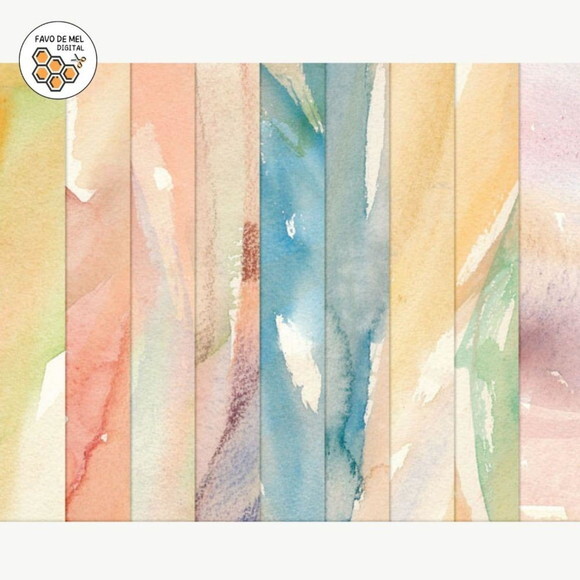 Kit Digital Jardim Aquarela - Elementos e Papéis