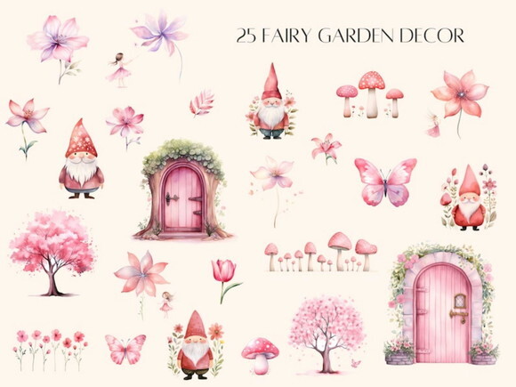 Kit Digital Jardim das Fadas Aquarela - 46 Fairy Garden (ld)