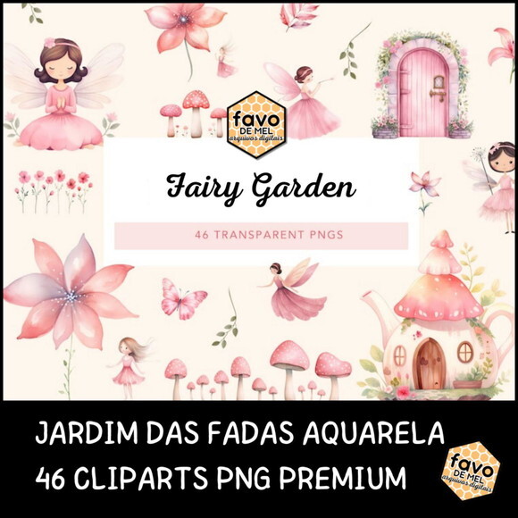 Kit Digital Jardim das Fadas Aquarela - 46 Fairy Garden (ld)