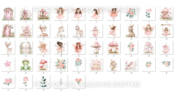Kit Digital Jardim das Fadas Aquarela #10 Png Fadinhas