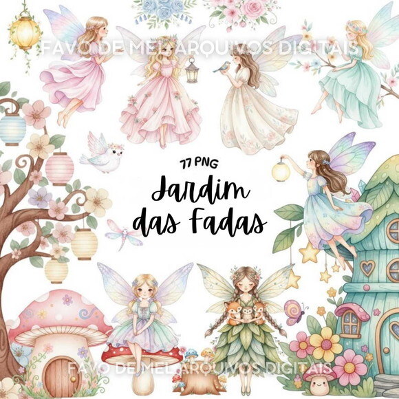 Kit Digital Jardim das Fadas Aquarela #14