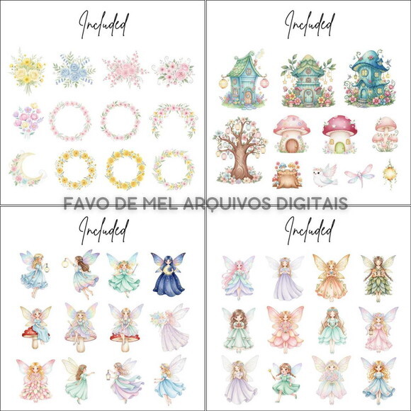 Kit Digital Jardim das Fadas Aquarela #14