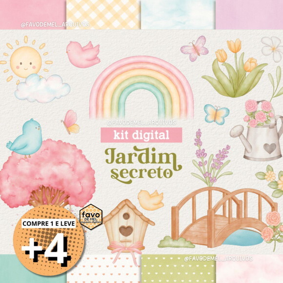Kit Digital Jardim Secreto Aquarela
