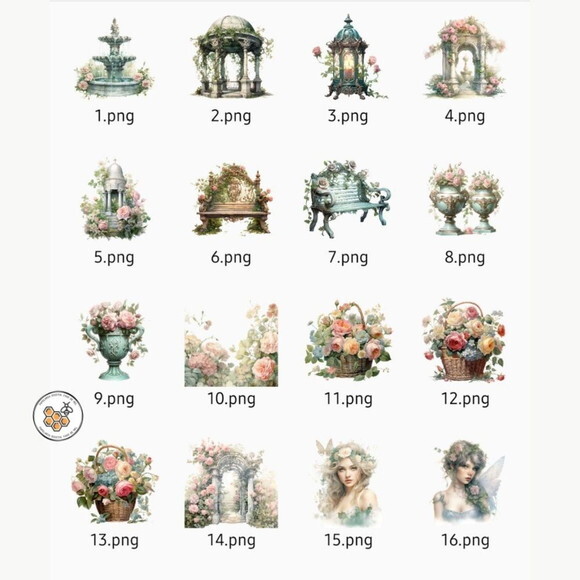Kit Digital Jardim Vintage - Vintage Garden
