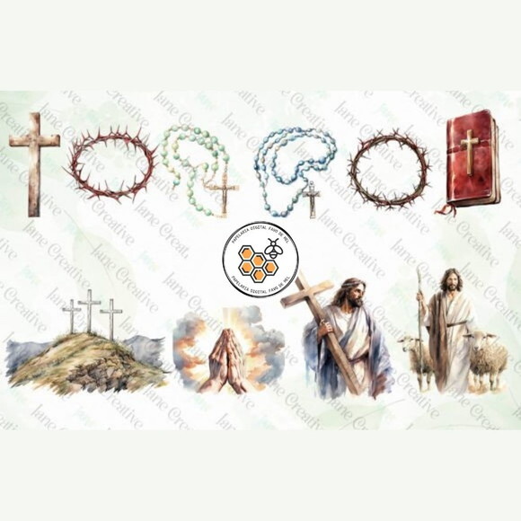 Kit Digital Jesus Aquarela - Jesus Watercolor Clipart