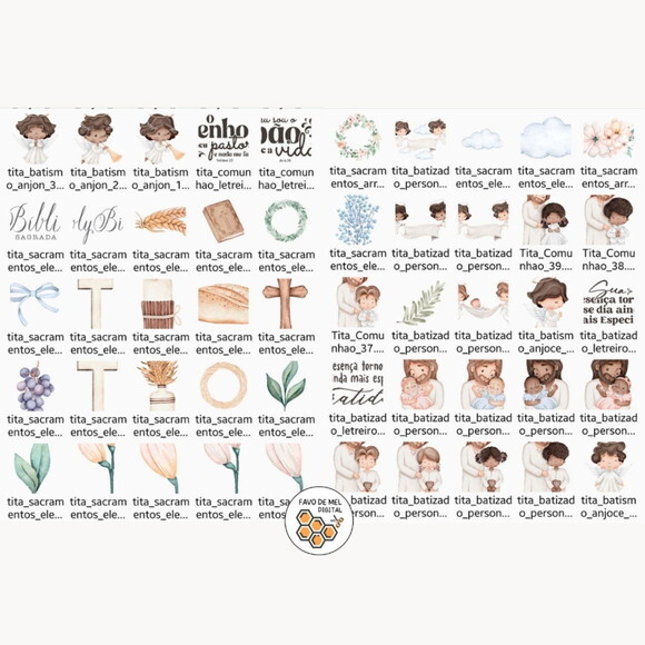 Kit Digital Jesus e as Crianças - Elementos e Papéis