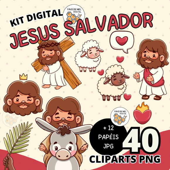 Kit Digital Jesus Salvador - Elementos e Papéis