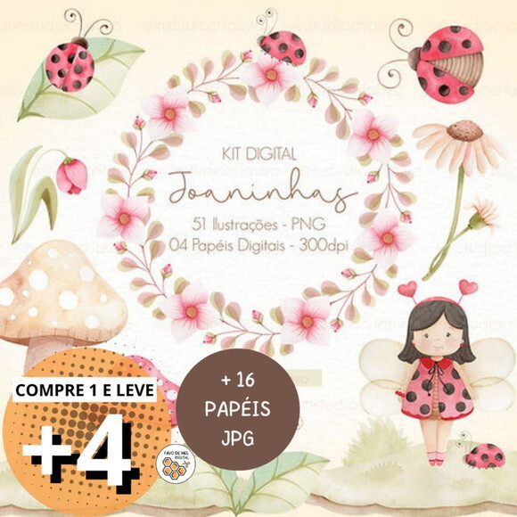 Kit Digital Joaninhas Aquarela