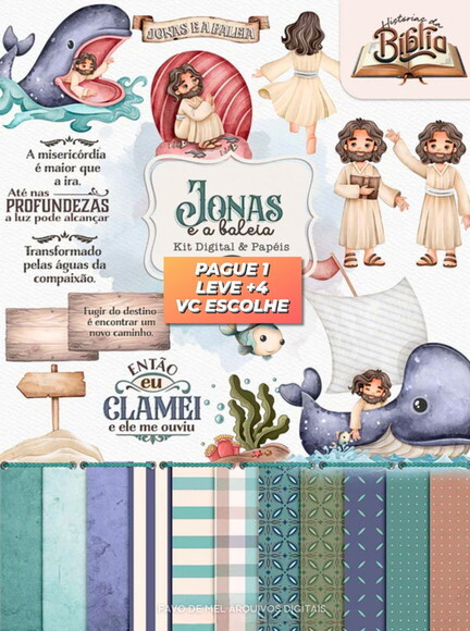 Kit Digital Jonas e a Baleia Aquarela - Historias da Biblia
