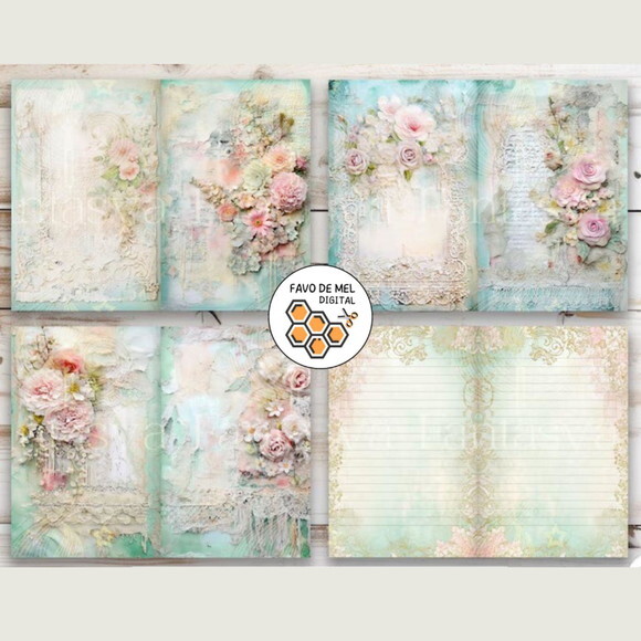Kit Digital Junk Journal Shabby Chic (para Imprimir)